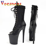 Sexy Fish Mouth Short Boots Waterproof Platform Steel Tube Dance Shoes Nightclub Model Show High Heels Women's Plus Size