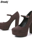 Heeled Ankle Strap Pumps Sweet Platform Pink Square Heel Woman High Heels Pumps Platform Shoes 2023 Spring Woman