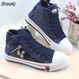 Women Fashion Sneakers Denim Canvas Shoes Spring/Autumn Casual Shoes Trainers Walking Skateboard Lace-up Shoes