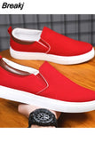 Men Canvas Slippers Male Loafers Casual Flat Canvas Black Spring Summer Plus Size 45