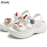 Sandals for Women 2023 Korean Wedge Platform High Heels Ladies Shoes Outdoor Beach Peep Toe Non-slip Sandalias De