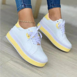 Shoes Women's Vulcanized Shoes 2023 Outdoor Platform Shoes Female Casual PU Fashion Lace-Up Sneakers Women Wedge