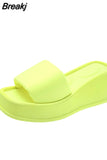 Sole Wedges Flip Flops for Women 2023 Summer Clip Toe Platform Sandals Woman Non Slip Beach Slippers High Heel