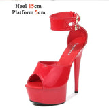 New Women Party Shoes Summer Sandals Patent Leather Gladiator Thin Heels T-tied Pole Dance Shoes sexy High-heels