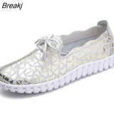 Spring Women Flats Loafers Shoes Genuine Leather Flats Female Shoes Lace Up Loafers Casual Slip-on Walking Shoes