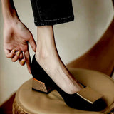 Temperament Women Shoes Spring Summer New Midheel Shallow Mouth Single Shoe Women Square Toe Wild Fairy Style Ladies