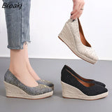High Heels Women Wedges Shoes Elegant Ladies Party Shoes Brand Women Pumps Retro Woman Wedge Heel 8cm