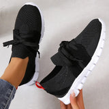 Brown Knit Breathable Sneakers Shoes Women 2024 New Soft Sole Platform Flats Woman Plus Size 43 Non Slip Casual