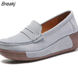 Suede Women Platform Shoes New Leather Sneakers Fashion Comfort Wedge Casual Loafers Slip on Women's Mother Shoes Big