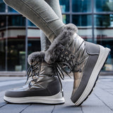 Plush Waterproof Snow Boots for Women Winter 2023 Chunky Platform Fur Ankle Boots Woman Non Slip Warm Cotton Padded