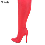 2023 Winter Over The Knee Women Boots Leather Sexy High Heels Slip on Shoes Pointed Toe Woman Long Size