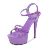Breakj Knot Show Artifact Model High Heels Heel Sexy Black Waterproof Platform 15Cm Hate Heaven