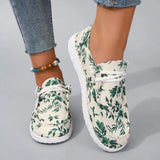Canvas Print Women Flat Shoes 2023 Autumn Lightweight Slip On Loafers Woman Comfortable Outdoor Casual Sneakers Big