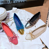 Brand Mixed Color Flats Shoes Women Slip On Casual Ballerina Soft Loafer Female Bow Knot Shoes Office Zapatillas De