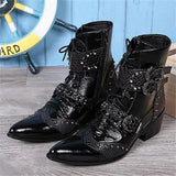 Leather Men Boots fashion Lace-Up outdoor Boots breathable Motorcycle Ankle Boots Men Shoes Casual Shoes Hombre