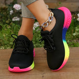 Fashion Rainbow Bottom Sneaker Women 2023 New Breathable Mesh Tennis Female Knitted Non Slip Running Shoes Plus Size