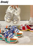 Womens Trainers Shoes Summer Sneakers Woman-shoes Platform Running 2023 Fashion Roses Thick Sole Heels Lace-Up Med Cotton