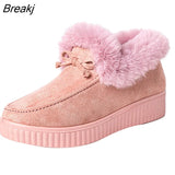 Women's Loafers Flat Shoes Winter Plush Ladies Causal Non Slip Warm Moccasins Woman Comfort Flats Snow Boots Botas De