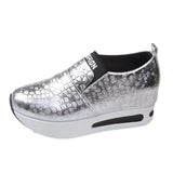 Leather Wedge Loafers Shoes for Women 2024 New Height Increasing Platform Sneakers Woman Lightweight Slip On Casual