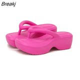 2023 New Platform Casual Slippers for Women Summer Korean Wedge Sandals Trend Clip Toe Flip Flops Casual Beach