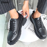 Style PU Leather Shoes Mens Casual Business Shoes Trendy Young Students Fashion Platform Shoes Men Dress