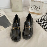 heels loafers women mary janes Women's shoes British style punk platform shoes slip-on loafers small leather shoes