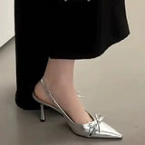 Breakj Kitten Heeled Shoes Baotou Sandals Fairy Shoes 2025 New Spring And Summer Bow Tip Single