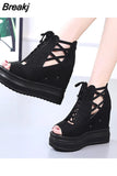 Woman Height Increasing Sandals 2023 Summer Women Concise Platform Shoes Woman Fashion Thick Bottom Wedges