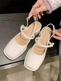 Sandals Mary Jane Shallow Mouth Comfort Shoes for Women Summer Heels Med Pointed Girls High Spring Retro Medium
