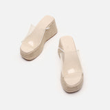 Transparency Slippers Women Leisure Wedges Shoes Peep Toe Platform Women Slippers Concise Ladies Thick Bottom Mules
