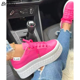 and Autumn Women's Vulcanized Shoes Rome Fashion Solid Color Sneakers Thick Bottom Cross Lace Women's Shoes Plus Size