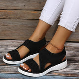 Breakj Large Size New Solid Color Elastic Set Foot Fish Mouth Heel Fly Web Surface Casual