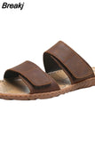 Men Genuine Leather Mens Slippers Outdoor Designer Slides Slide Casual Shoes Sandals Classic Zapatillas Hombre for
