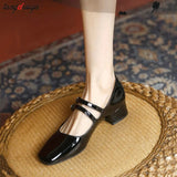 heels Mary Jane Shoes Women's Shoes Women Thick Heels Buckle Lolita Shoes School Uniform Student Girls Leather Shoes