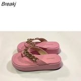 New Summer Fashion Chain Flip-flops Sandal Shoes Woman Flat Platform Casual Comfortable Outdoor Sports Beach