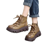 Women's New Lace up Elegant Women's Boots Flat Heel Round Toe Winter Shoes Women's Ankle Fashion