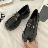 heels loafers women mary janes Women's shoes British style punk platform shoes slip-on loafers small leather shoes