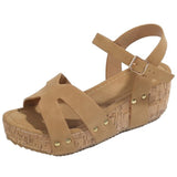Design Chunky Platform Sandals for Women Summer 2023 Buckle Strap Wedge Sandles Woman Rivet Thick Sole Gladiator