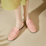 Mules Fashion Design Square Toe Chains Slippers Shoes Summer Outdoor Office Wear Green Yellow Sandals