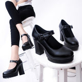 Mary Jane Shoes Round Head 2024 New Hot Girls Jk Uniform Small Leather Shoes High Heels Single Shoes With Thick
