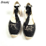 for women Hemp Rope Bottom Ladies Sandals Flat Shoes Women Strappy Fisherman Sandals Women Spring and Summer Lace