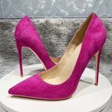 pure color stiletto pointed toe 12cm high heels elegant office handmade daily wear ladies pump red black RM028