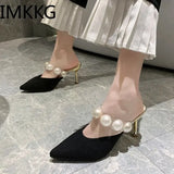 Black Sandals Women Summer Autumn Shoes Woman Thin Heels 2023 Womens Outdoor High Heels Woman