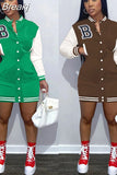 Autumn Long Sleeve Single Breasted Baseball Dress Women Button Sweatshirt Style Mini Dress Fashion Streetwear