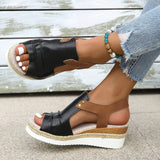 Breakj Fish Mouth Slope Heel Sandals Large-Size Folded Belt Buckle Bottom Hemp Rope Soles Women's Sandals In The Summer Of