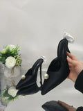 Breakj New Pointed Thin With Super High With Silk Rose Back Empty Pearl Large Size Baotou Slipper
