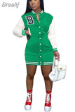 Autumn Long Sleeve Single Breasted Baseball Dress Women Button Sweatshirt Style Mini Dress Fashion Streetwear