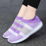 Color Knit Breathable Sneakers for Women 2023 Non Slip Soft Sole Casual Flats Woman Plus Size Slip On Sock Shoes