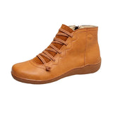 Snow Boots Women Winter Genuine Leather Ankle Spring Flat Shoes Woman Short Vintage Boots with Fur for Women Lace