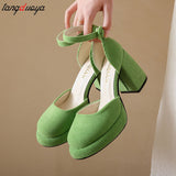 New High Heels Women Mary Janes Lolita Shoes Thick Platform Shoes Sandals Pumps Summer Party Ladies Shoes Mujer